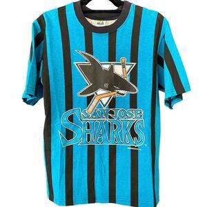 Vintage 90s San Jose Sharks 1994 Striped NHL Shirt Adult XL